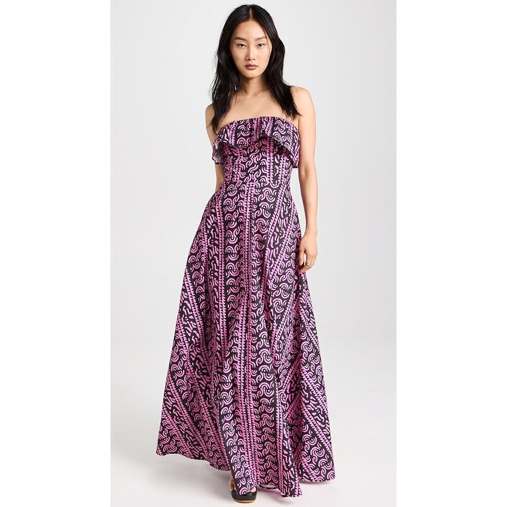 Kahindo Tanzania Maxi Strapless Dress in Purple Tribal Print Size XS Petite